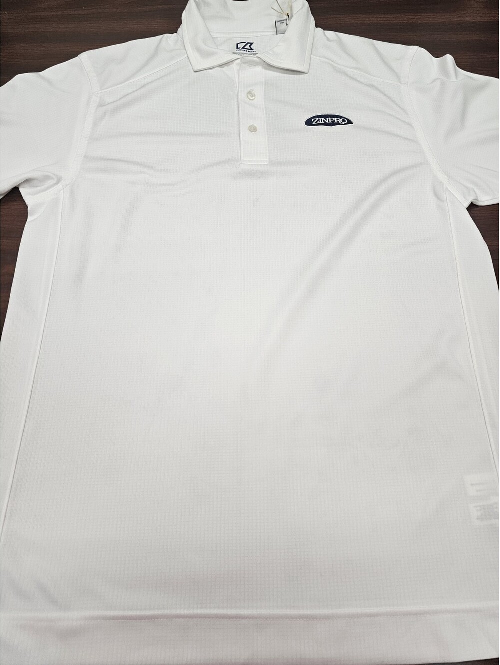 NWT Cutter & Buck CB DryTec White Men's Polo Shirt Small with Zinpro Logo